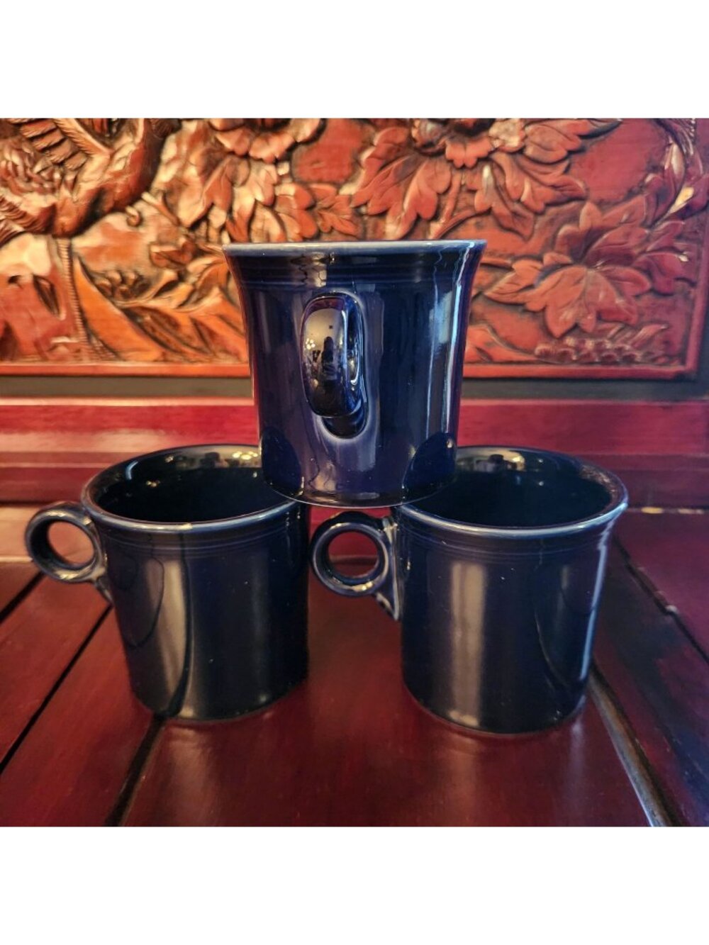 Fiesta Cobalt Blue Ceramic Coffee Mug Set of 3 Made in USA Durable & Stylish